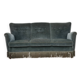 1960s, 3-seater Danish sofa, green furniture velour.