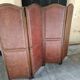 4-leaf wood and leather screen