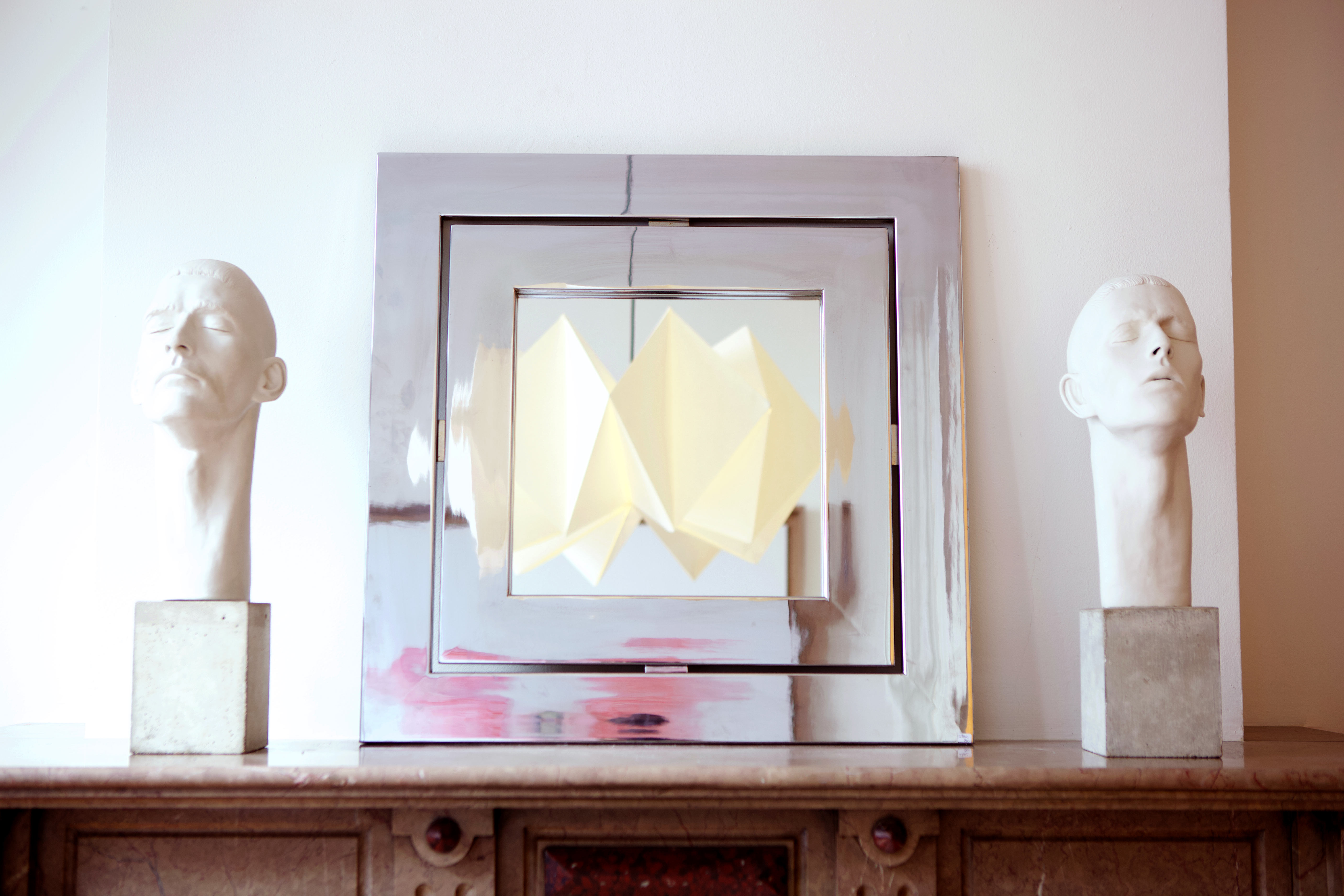Square mirror in chromed steel, Italy 1960