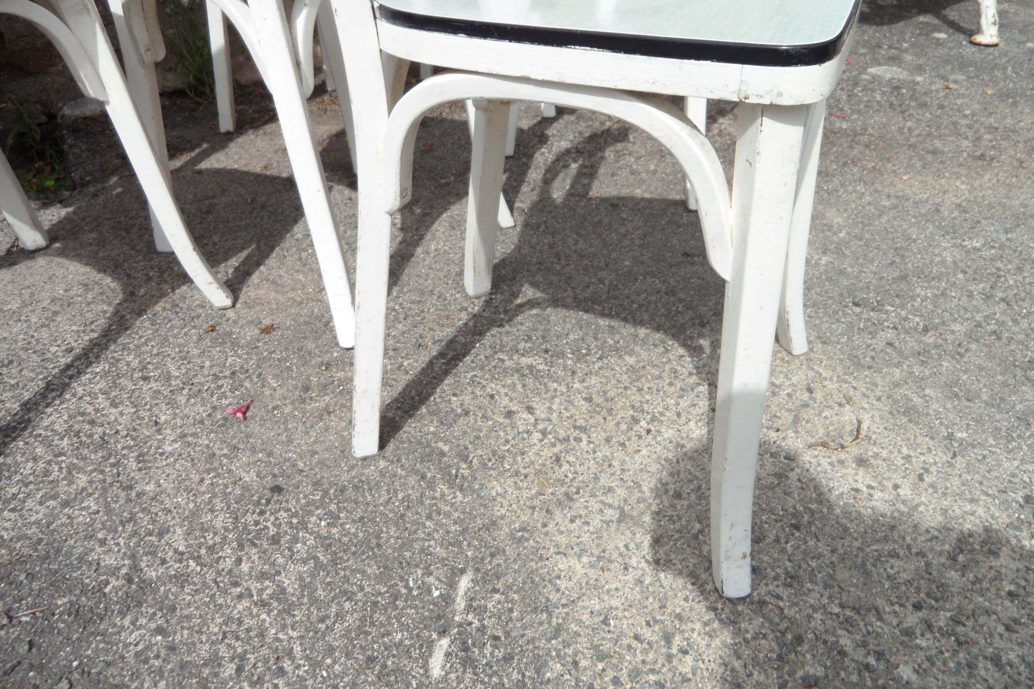 Series of 6 white Baumann Bistro