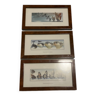 3 nautical frames 12cm x 22cm TBE Boats