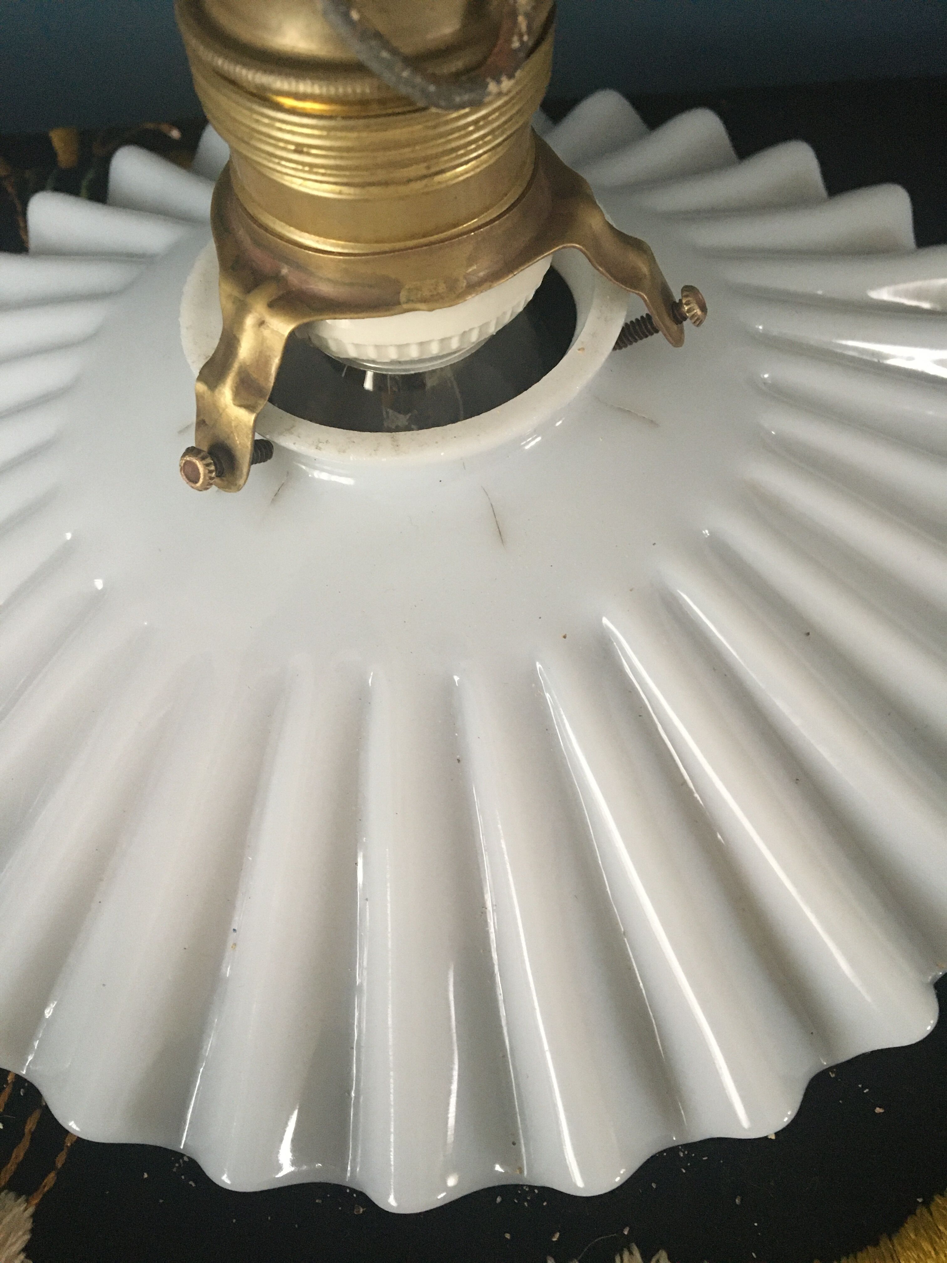 Umbrella opaline, brass and braided cable 2m