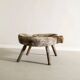 Antique Swedish Brutalist Wooden Side Sofa Coffee Table, 1800s