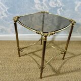 Small side table with a smoked glass top, Hollywood Regency.