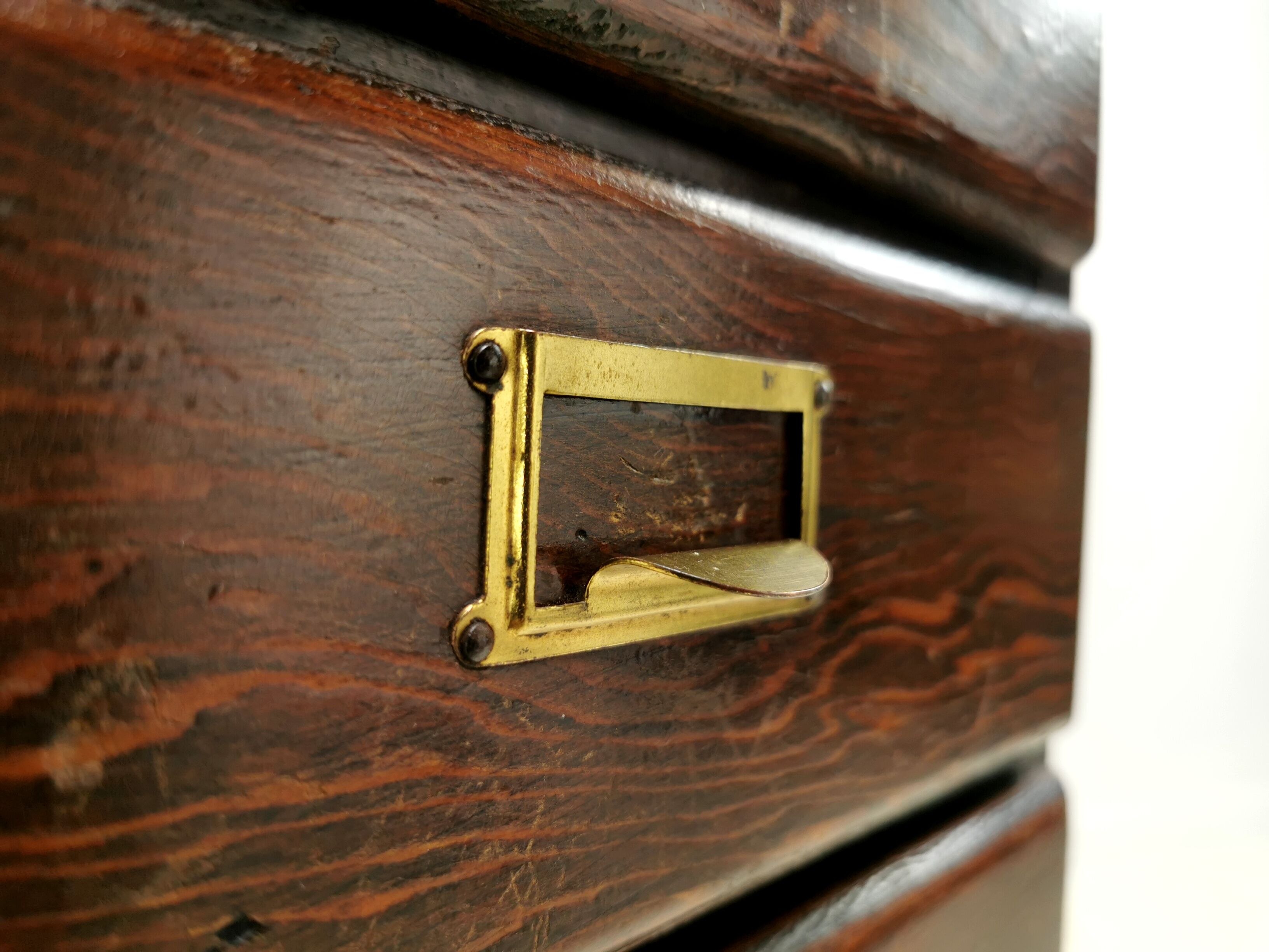 Vintage British bank of eight drawers filing cabinet