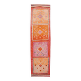 Tapis de couloir vintage turc géométrique en tons pastel, 95x345 cm