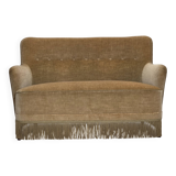 1970s, Danish 2-seater sofa, light green furniture velour.