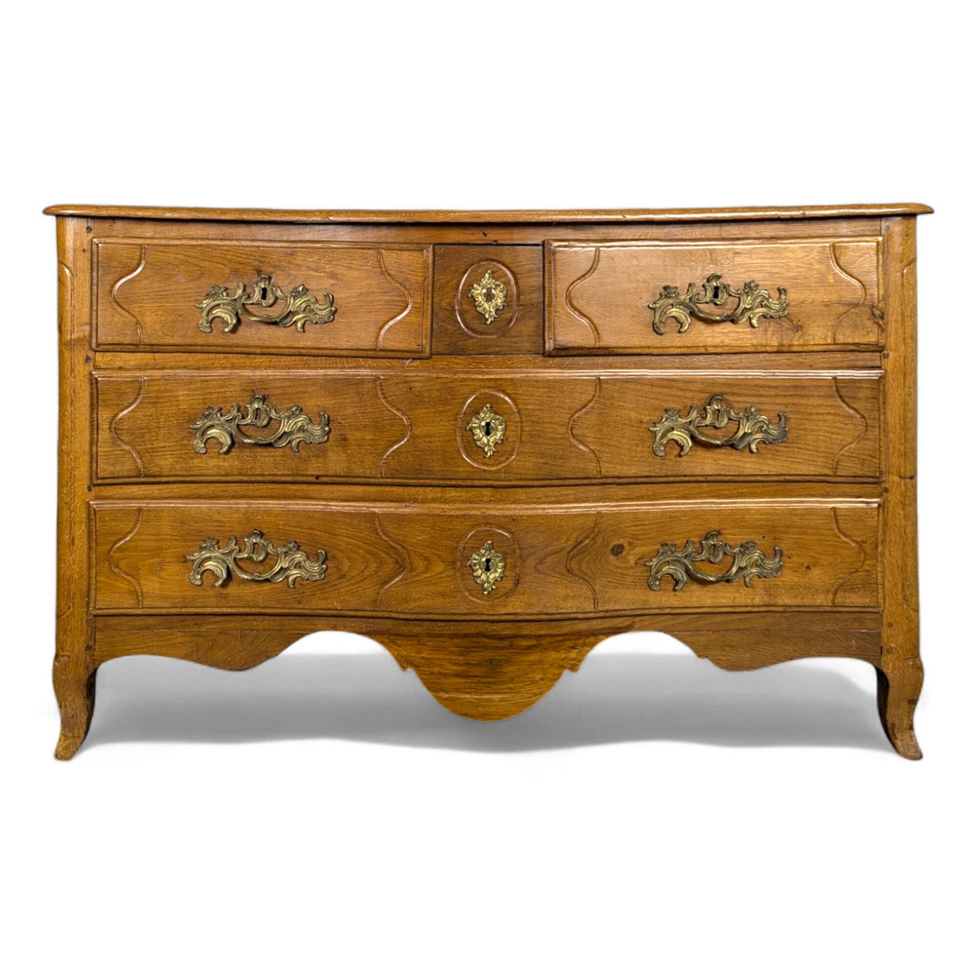 Louis XV period chest of drawers in light oak