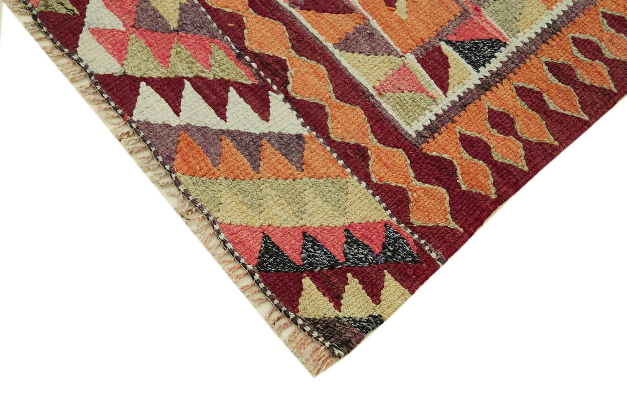 Turkish Handwoven Vintage Herki Kilim 98 cm x 320 cm