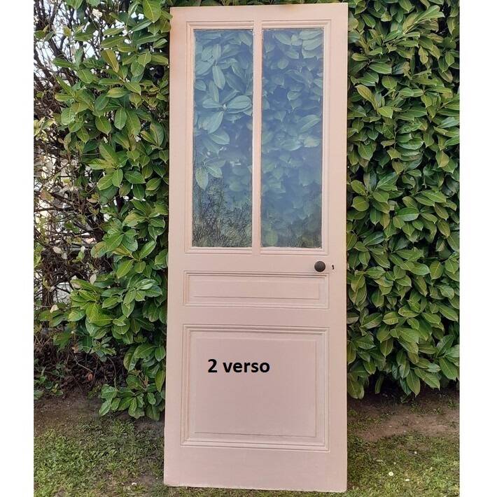 Series of 9 old communication doors, solid wood, both solid and glazed.