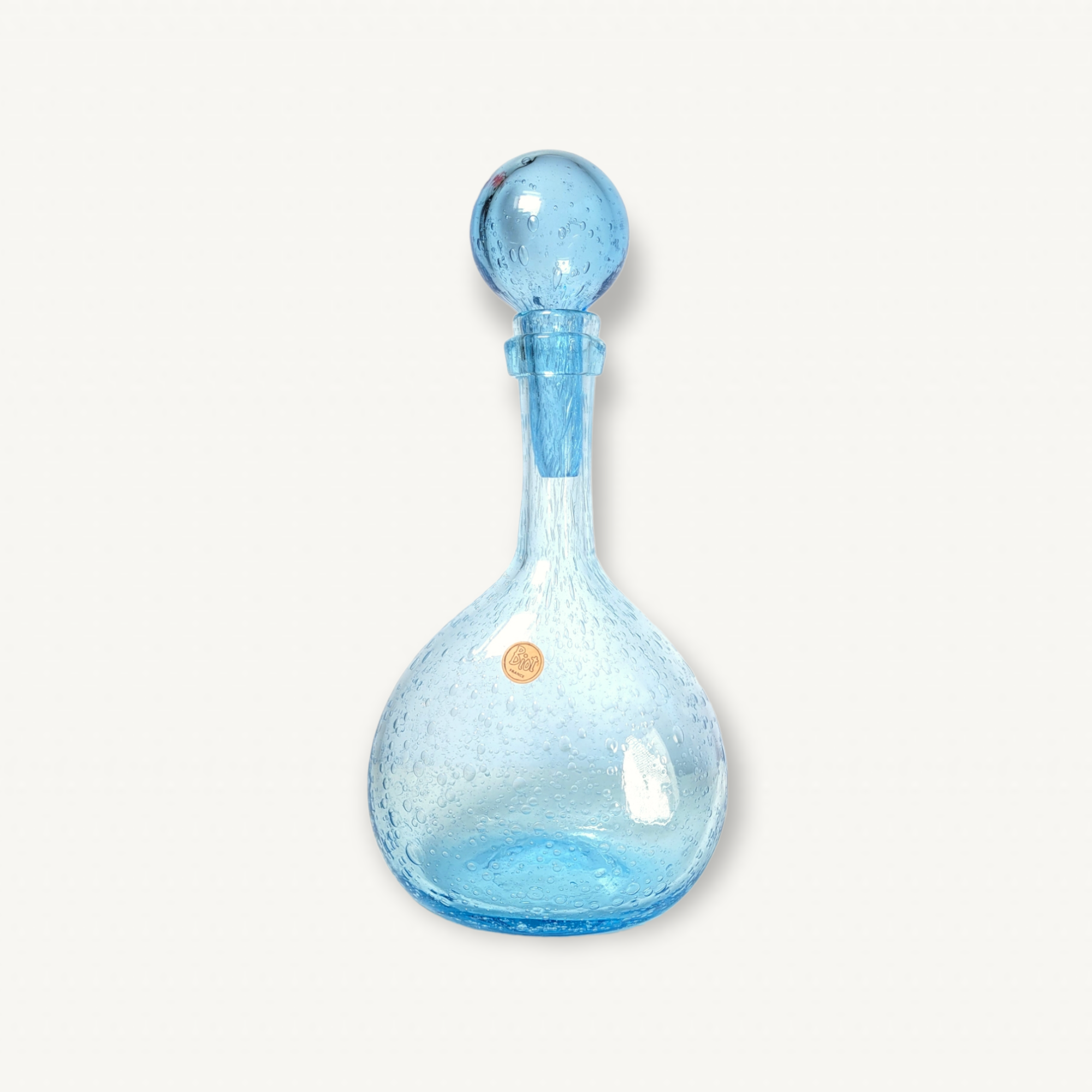 Carafe Biot blue bubbled glass