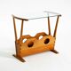 Beautiful mid-century modern side table with magazine rack, made of ash woo