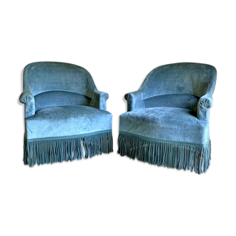 Pair of armchairs Blue velvet toad