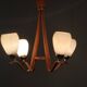 Pair of Czech Mid-Century Wood and Glass Chandeliers by Dřevo Humpolec