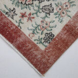 Coral red farmhouse floral rug 206x112cm