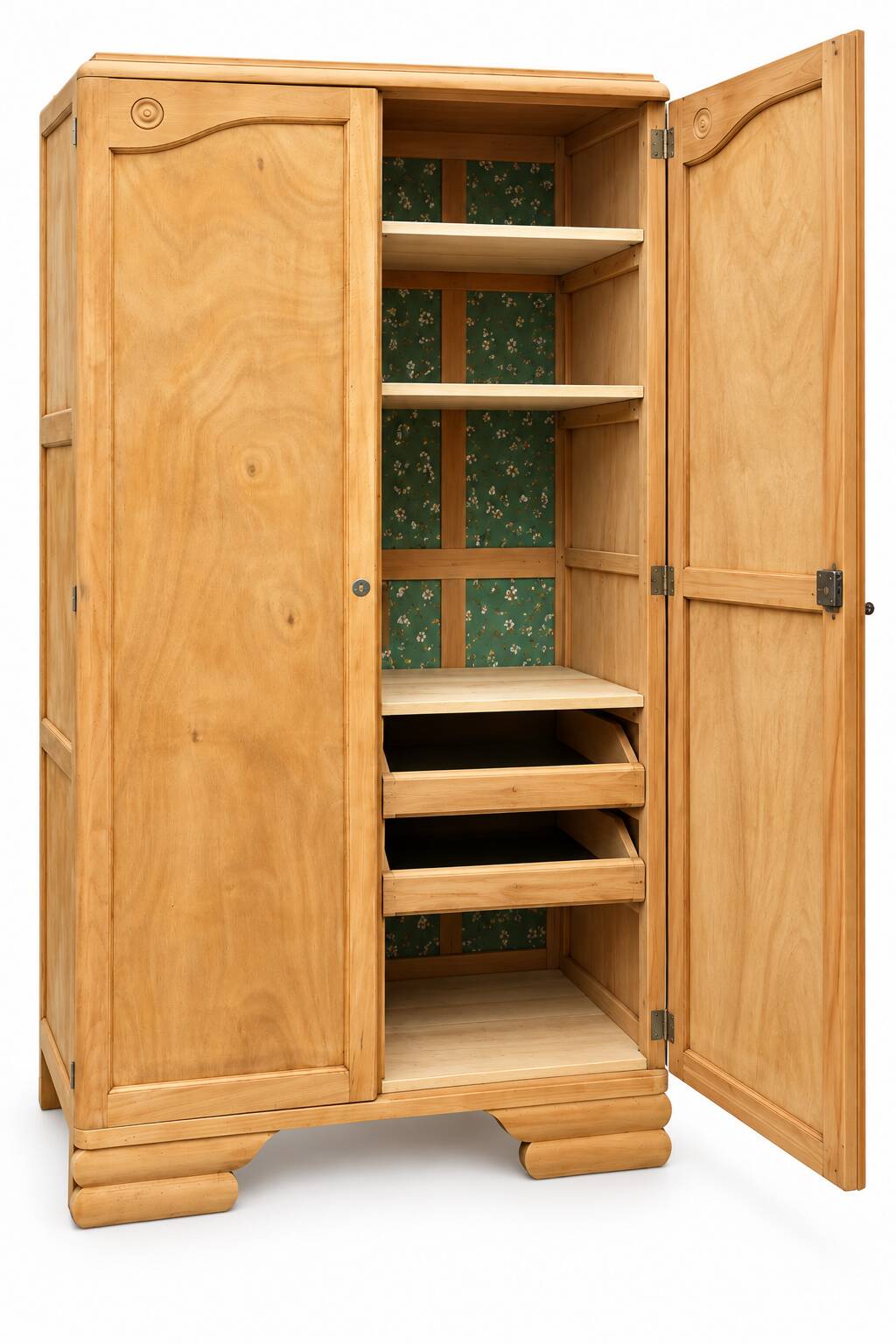 Parisian Art Deco wardrobe, renovated with raw wood.