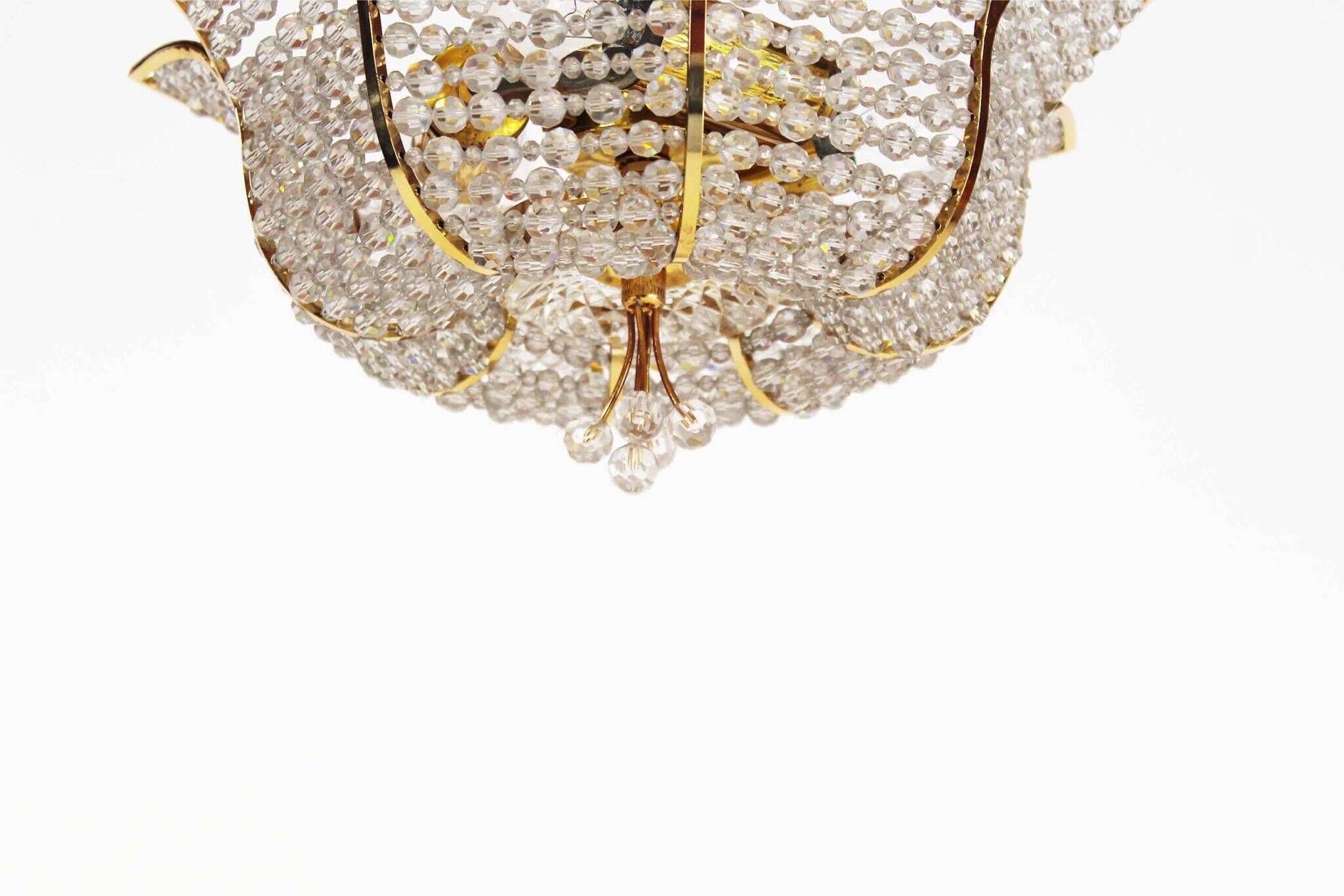 Medium sized crystal glass ‘Tole’ chandelier light by Palwa, Germany 1970’s