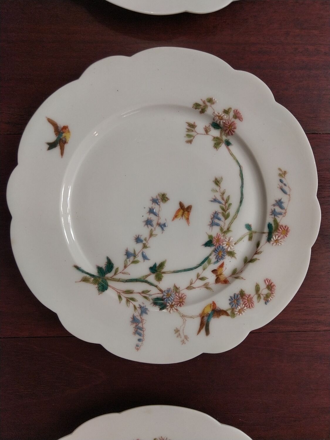 6 art nouveau dessert plates