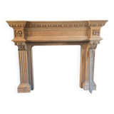 19th-century oak castle fireplace