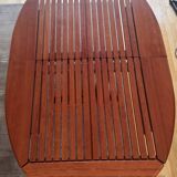 Table ovale à rallonge en bois bubinga verni triconfort avec ses 6 chaises