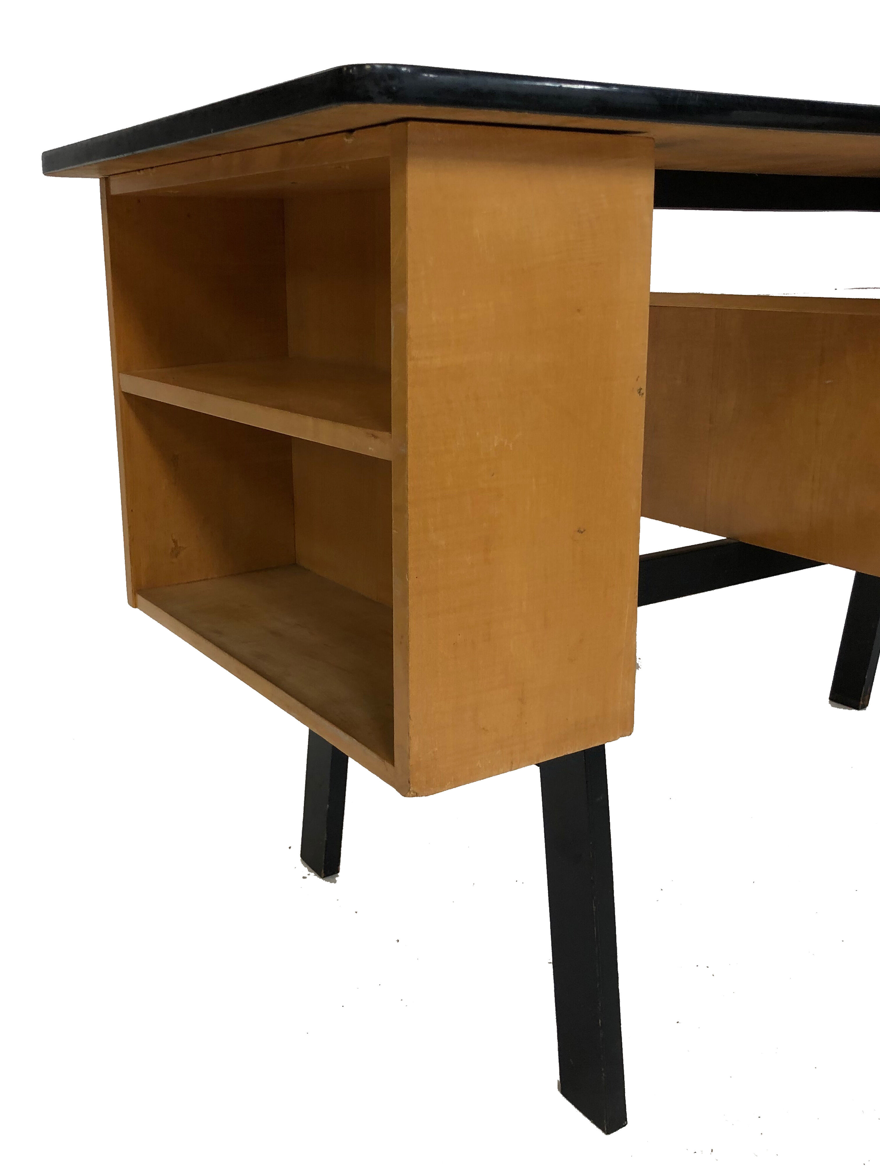 Vintage desk in birch veneer of years 60