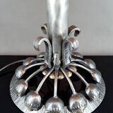 Important Stylized Wrought Iron Lamp with Glass Dome, c. 1930