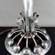 Important Stylized Wrought Iron Lamp with Glass Dome, c. 1930