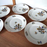 6 flat porcelain plates peacock