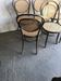 Set of 6 brown bistro chairs in beech with natural cane seat, Germany 1960s.