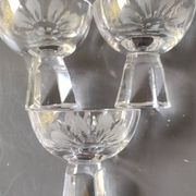 Lot of 5 Small Digestif/Liqueur Glasses. Cut Bohemian crystal. Floral.
