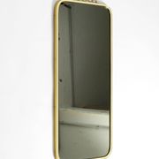 Large heavy long Mid Century brass wall mirror by Münchner Zierspiegel