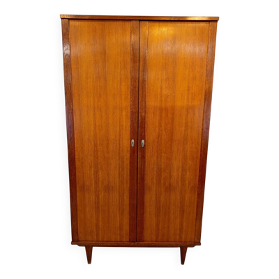 Armoire vintage à pieds compas en placage de chêne – Années 50