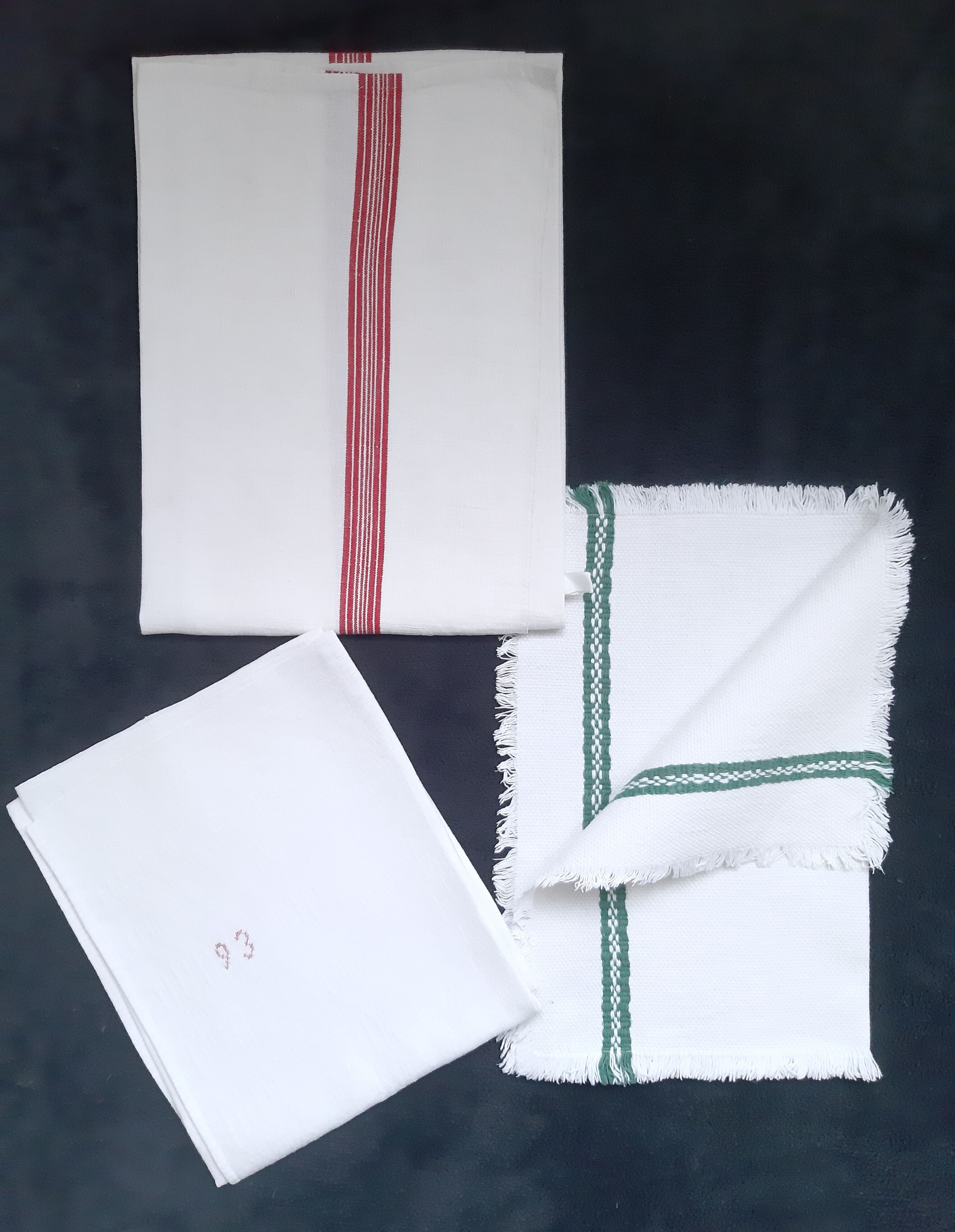 3 old tea towels
