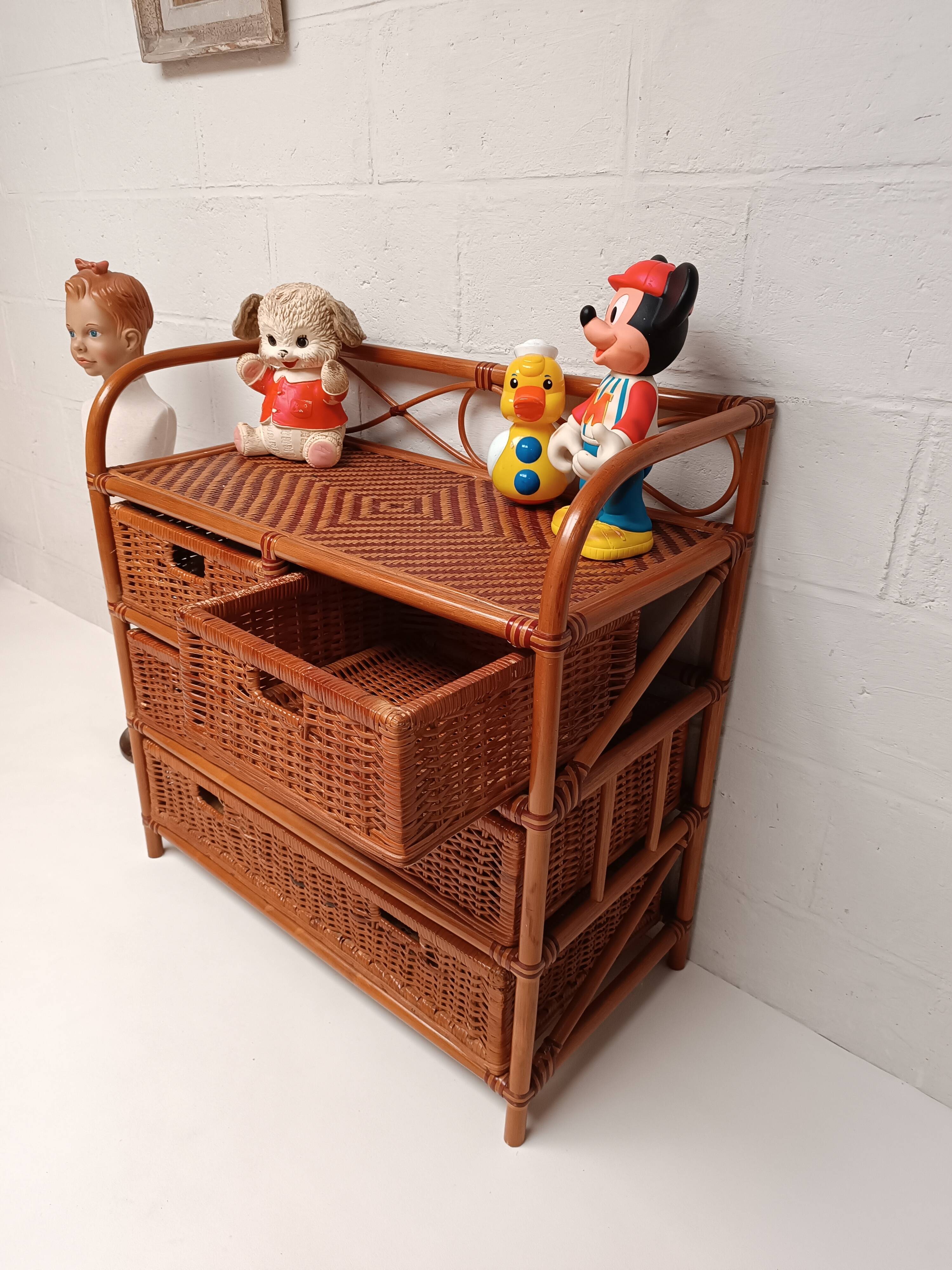 Commode rotin et bambou
