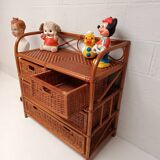 Rattan and bamboo chest of drawers