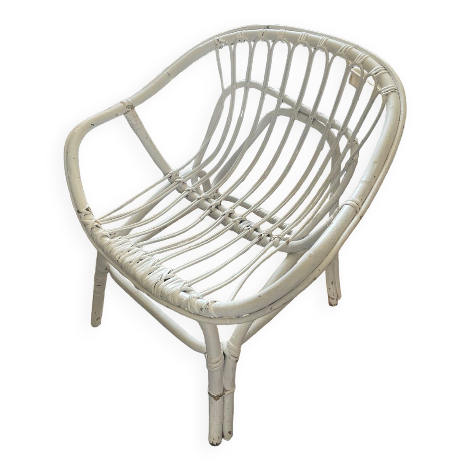 White rattan armchair