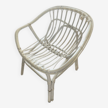 Fauteuil rotin blanc