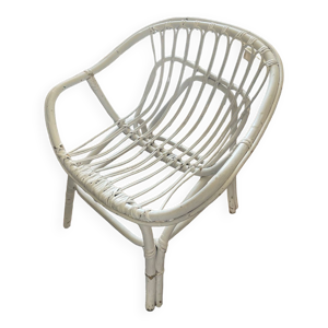 Fauteuil rotin blanc