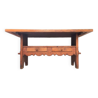 Antique tiled farmhouse table, vintage furniture