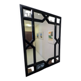 Large black lacquered art deco wall mirror 108 x 80