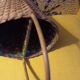 Woven wicker bottle basket. Flower Power. Very good condition.