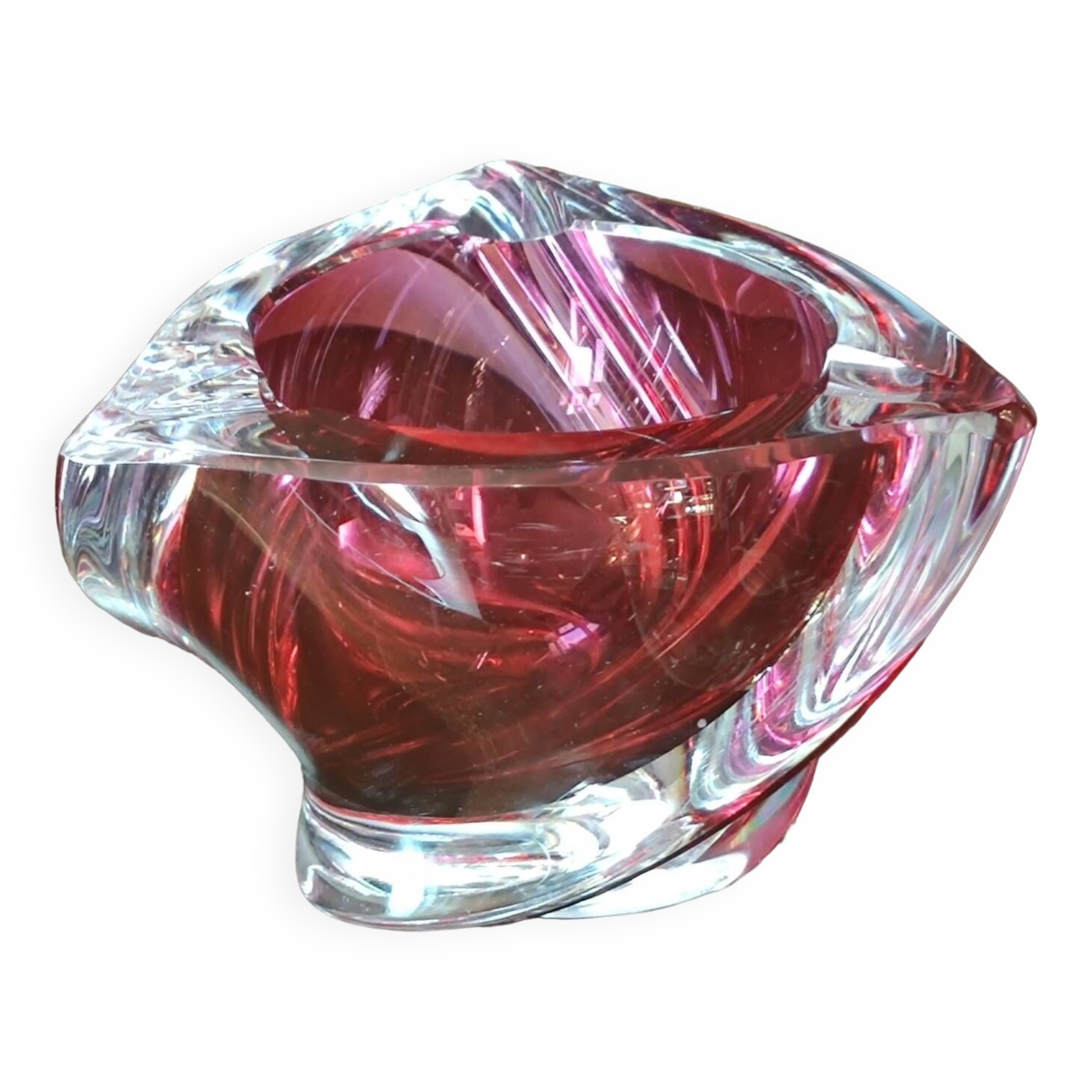 Old empty pocket ashtray Cristallerie Val Saint Lambert