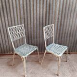 2 vintage aluminum metal bistro chairs