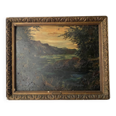 Oil and wood frame, ca 1900