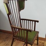 Spindle back arm chair with wings Arts and crafts style 1900s