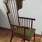 1900s Arts and Crafts style tapered wingback armchair