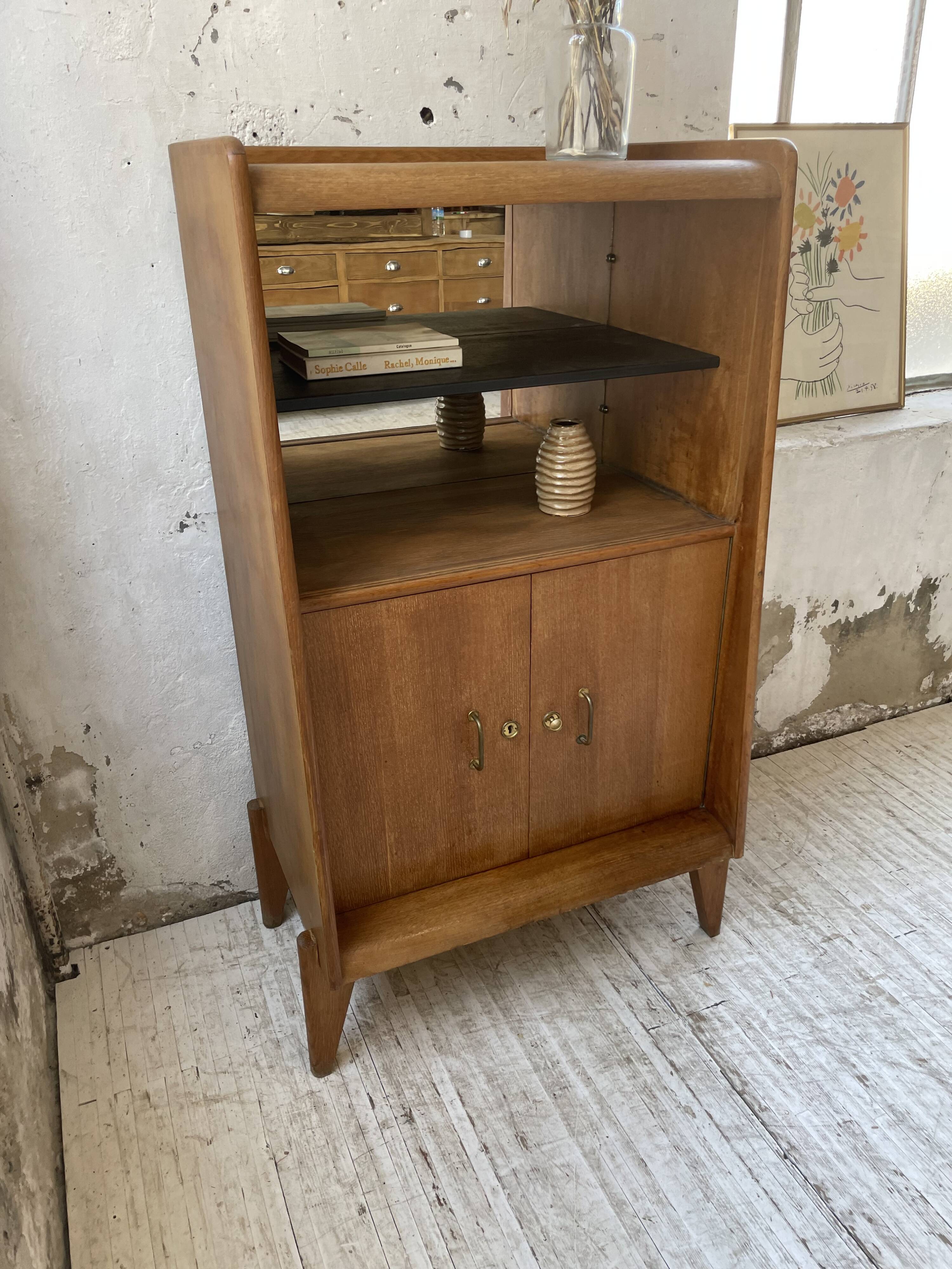 Meuble de rangement secrétaire chêne années 60