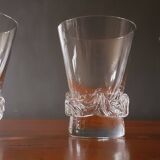 3 crystal wine glasses by Daum, Sorcy model, 1950s
