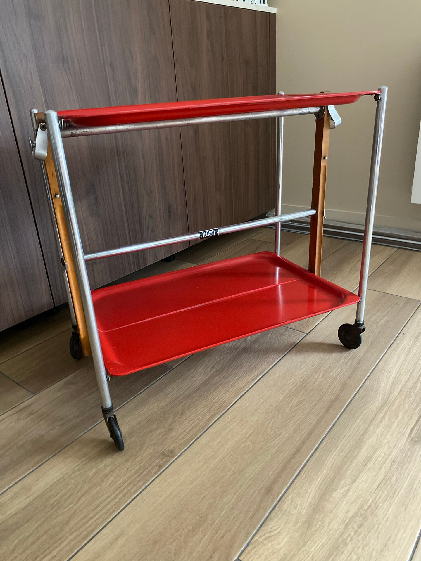 Service trolley rolling table Platex Textable red 70s Space Age