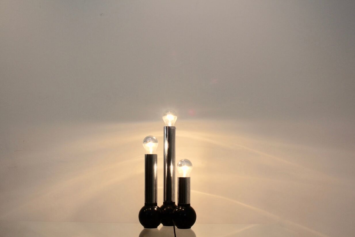Minimalistic Chrome Targetti Sankey Table light, Italy 1970s